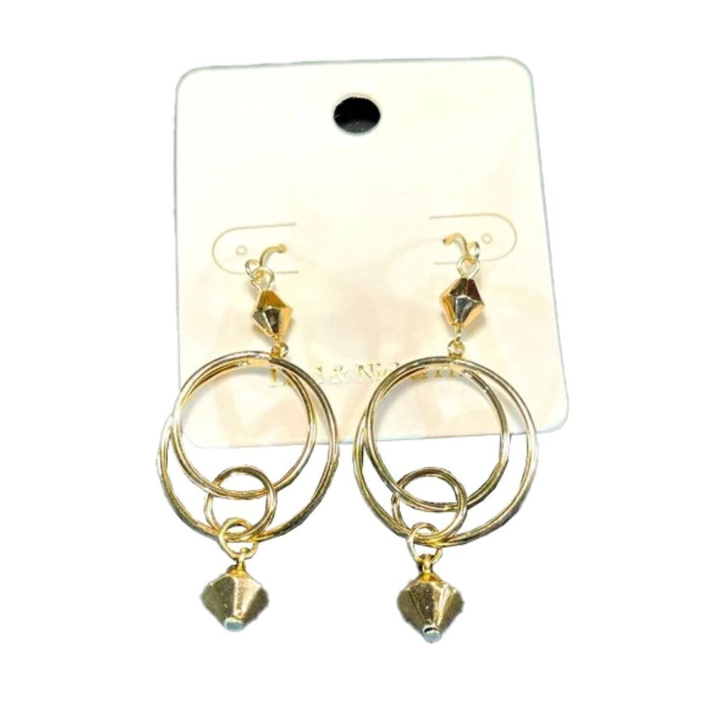 👋 3/$15 NWT Gold Tone Double Round Circle earrings